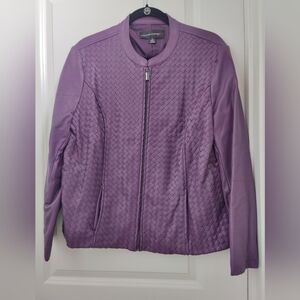 Colleen Lopez Dream Weaver Faux Leather Jacket purple Lined Size XL